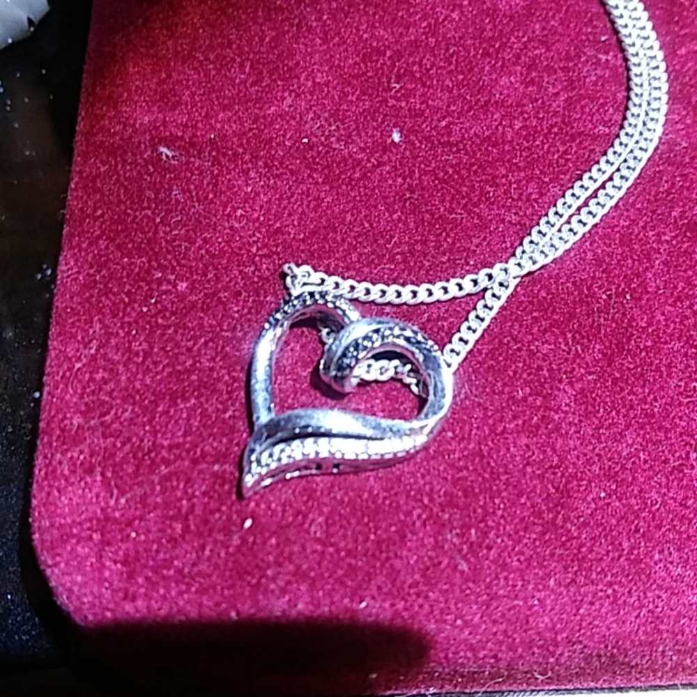 Affinity 1/2 carat Black and White diamond heart in Silver on a 22" Silver chain